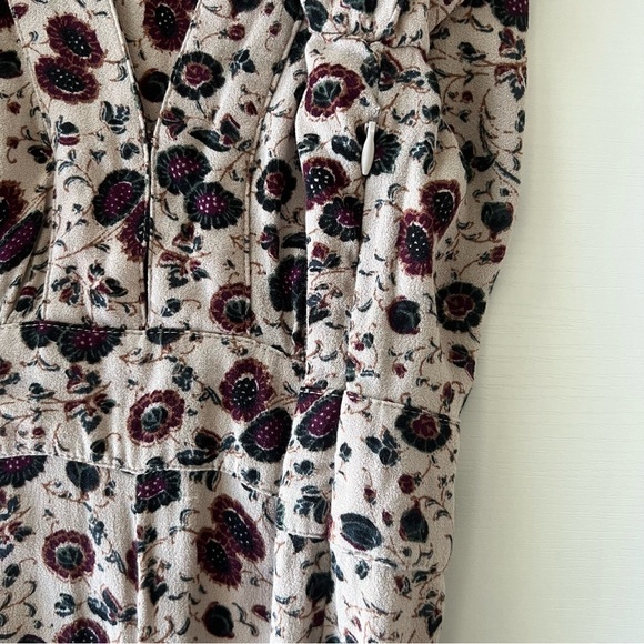 Free People Some Like It Hot Floral Boho Long Sleeve Flare Leg Jumpsuit Size 4 - Picture 11 of 13